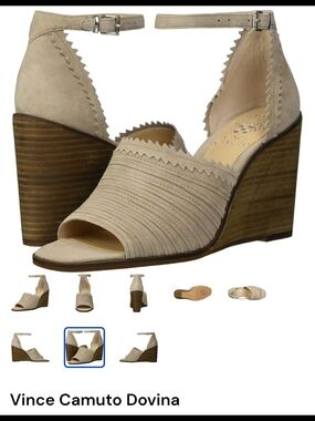 Vince Camuto Dovina Sandal Wedges in Beige Suede